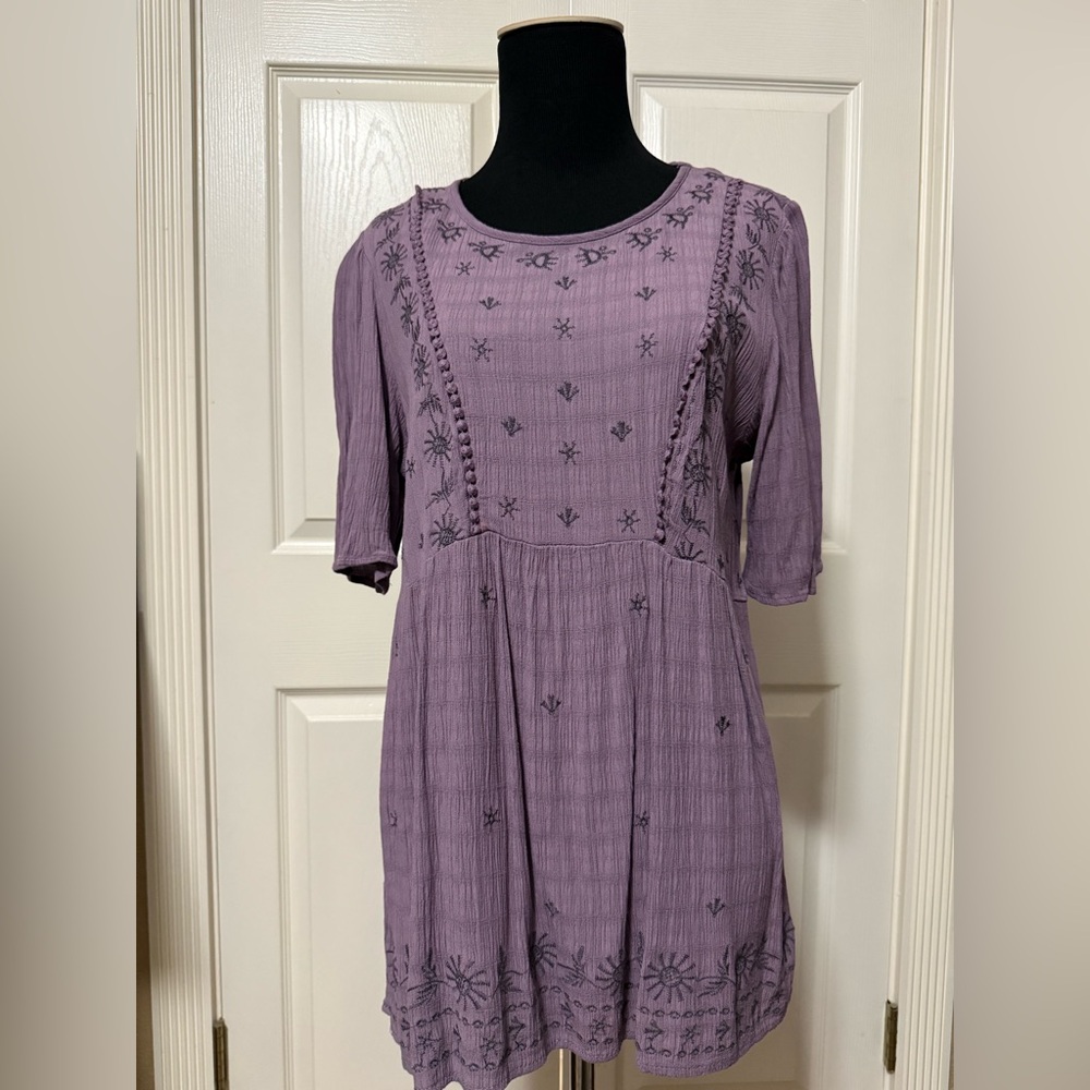 Knox Rose Mauve Embroidered Top